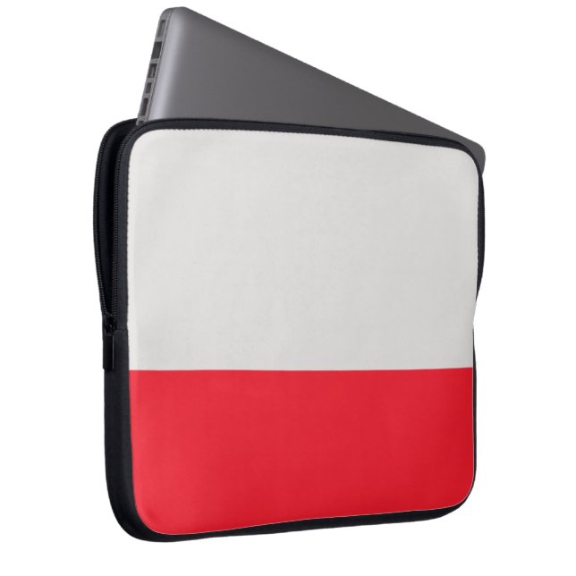Zilver en Scarlet Neopreen Laptop Sleeve (Voorkant Rechts)
