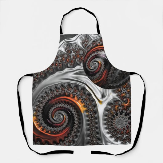 Zilver en Sinaasappel Mandelbrot met Sphere Schort (Voorkant)