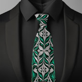 Zilver en smaragd modern patroon stropdas