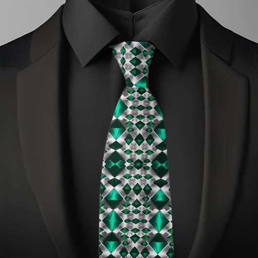 Zilver en smaragd patroon stropdas