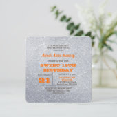Zilver en Topaz Sinaasappel Glitter Sweet 16 Kaart (Staand voorkant)