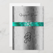 Zilver en Turquoise, Crystal Snowflake Uitnodiging (Voorkant / Achterkant)