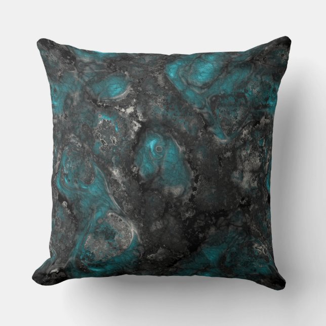 Zilver en turquoise steen Abstract Kussen (Voorkant)