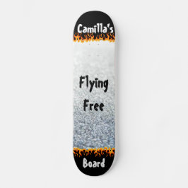 Zilver en Vlammen Unieke Gepersonaliseerde Naam Persoonlijk Skateboard