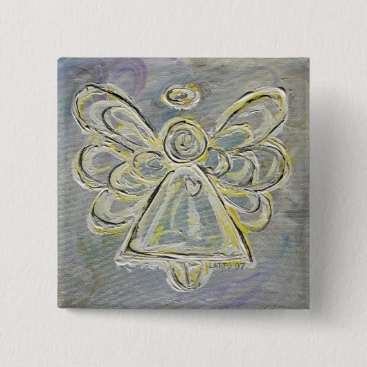 Zilver en White Light Angel-Buttonnen of -spelden Vierkante Button 5,1 Cm (Voorkant)