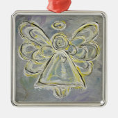 Zilver- en White Light Angel-siervoorwerpen Metalen Ornament (Voorkant)
