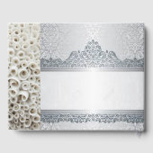 Zilver en wit aanpasbaar bruiloft gastenboek (Achterkant)