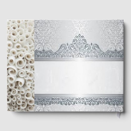 Zilver en wit aanpasbaar bruiloft gastenboek (Achterkant)