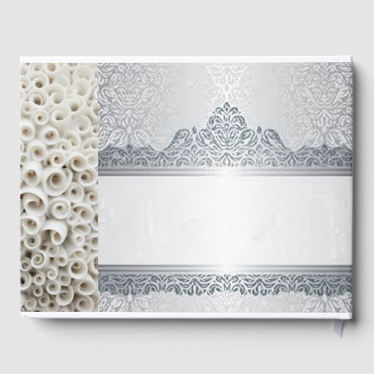 Zilver en wit aanpasbaar bruiloft gastenboek (Achterkant)