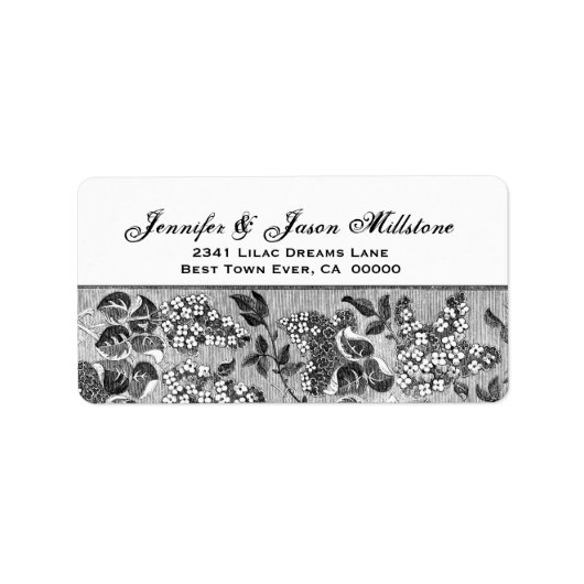 Zilver en Wit  Bloemen Bruiloft Etiket (Voorkant)