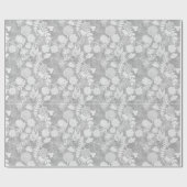 Zilver en wit bloemmotief cadeaupapier (Vlak)