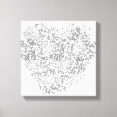 Zilver en wit Confetti hart Canvas Afdruk (Voorkant)