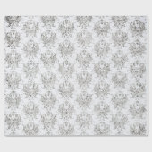Zilver en wit damast cadeaupapier (Vlak)