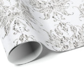 Zilver en wit damast cadeaupapier (Rol Hoek)