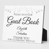 Zilver en wit Eenvoudig Onderteken voor Gastenboek Fotoplaat (Zijkant)