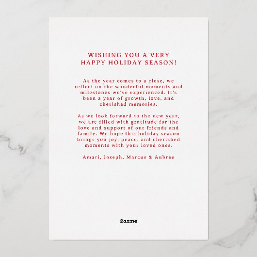 Zilver en Wit Eenvoudige Scallop Foto Lijst Folie Feestdagenkaart (Achterkant)