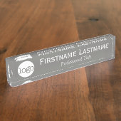 Zilver en Wit - Logo, Naam, Professionele Titel Naambordje (Zijkant)