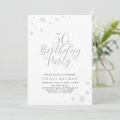 Zilver en wit | Modern Chic 50th Birthday Party Kaart (Staand voorkant)