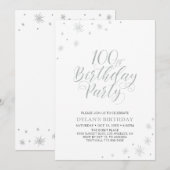 Zilver en wit | Moderne 100e foto van Birthday Par Kaart (Voorkant / Achterkant)