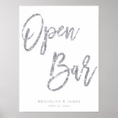 Zilver en wit open bar bord 18x24 poster (Voorkant)