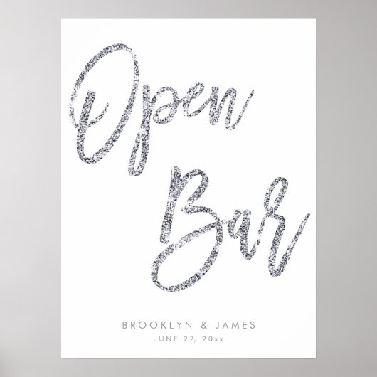 Zilver en wit open bar bord 18x24 poster (Voorkant)