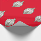 Zilver en Wit Ornament Rood inpakpapier (Hoek)