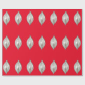 Zilver en Wit Ornament Rood inpakpapier (Vlak)