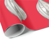 Zilver en Wit Ornament Rood inpakpapier (Rol Hoek)