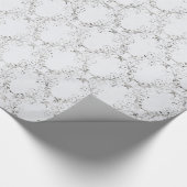 Zilver en wit rooster cadeaupapier (Hoek)