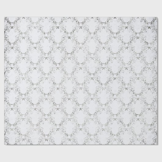 Zilver en wit rooster cadeaupapier (Vlak)