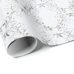 Zilver en wit rooster cadeaupapier