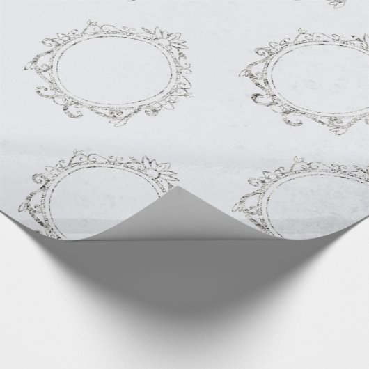 Zilver en wit Vintage Cadeaupapier (Hoek)