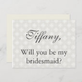 Zilver en Wit Wees mijn bruidsmeisje Uitnodiging Briefkaart (Voorkant / Achterkant)