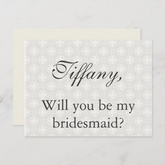 Zilver en Wit Wees mijn bruidsmeisje Uitnodiging Briefkaart (Voorkant / Achterkant)