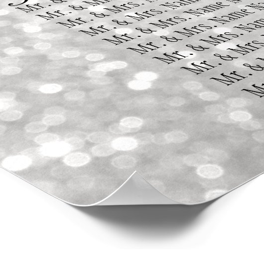 Zilver en witte Confetti - 18 Zitkuur Poster (Hoek)