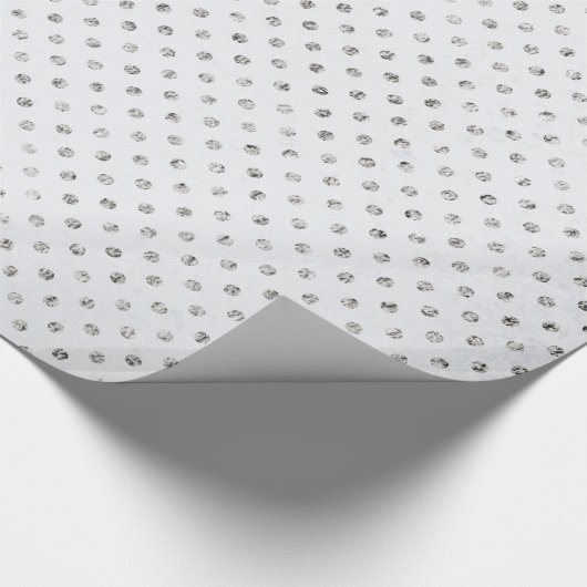 Zilver en witte miniDots Cadeaupapier (Hoek)