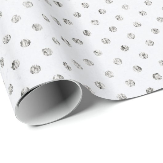 Zilver en witte miniDots Cadeaupapier (Rol Hoek)