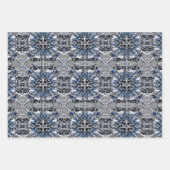 "Zilver" en witte sneeuwvlokken op de blauwe zwart Inpakpapier Vel (Voorkant 3)