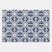 "Zilver" en witte sneeuwvlokken op de blauwe zwart Inpakpapier Vel (Voorkant)