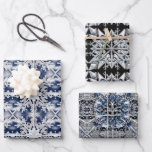 "Zilver" en witte sneeuwvlokken op de blauwe zwart Inpakpapier Vel<br><div class="desc">Mooie winterse set van drie coördinerende wikkels voor al je wintercadeaugelegenheden. Seculaire wrap is perfect voor religieuze feestdagen, zoals Kerstmis, Hanukkah of andere, waarvoor sneeuwvlokken geschikt zijn. Voeg je witte of zilveren linten en bogen toe aan deze kwaliteitsbladen en je hebt prachtige, coördinerende pakketten. Er zijn veel andere design voor...</div>