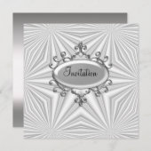 Zilver en Witte Uitnodiging om het even welke Aand (Voorkant / Achterkant)