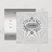 Zilver en Witte Uitnodiging voor elke gelegenheid (Voorkant / Achterkant)