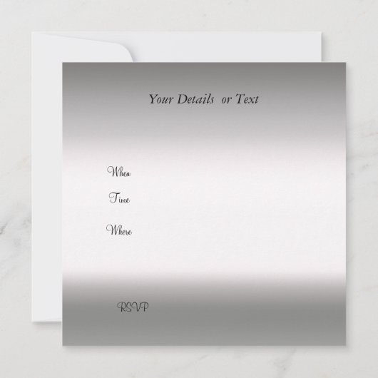 Zilver en Witte Uitnodiging voor elke gelegenheid (Achterkant)