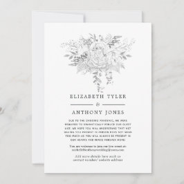 Zilver en witte vintage rozen beperkte gastlijst aankondiging