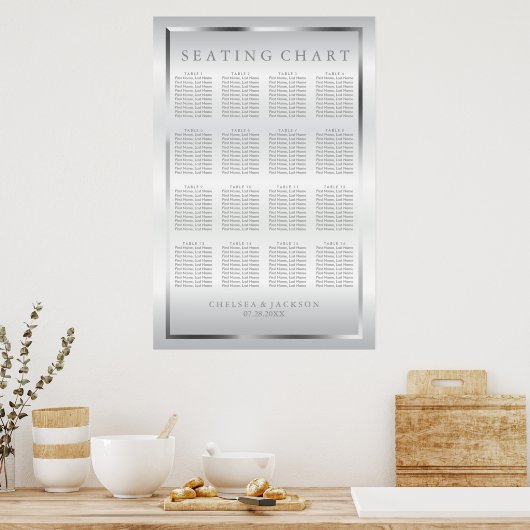Zilver- en witte zweetspiegel - Zitkaart Poster (Keuken)