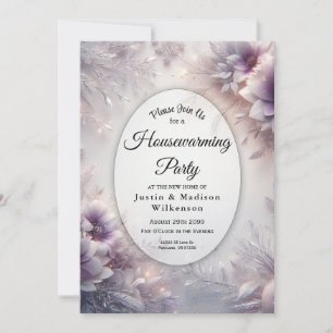 Zilver en zachte Amethist Winter Housewarming Fees Kaart