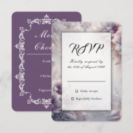 Zilver en zachte Amethist Winterbloesems Bruiloft RSVP Kaartje