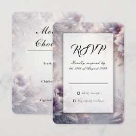Zilver en Zachte Amethist Winterbloesems Bruiloft RSVP Kaartje