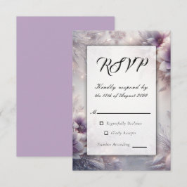 Zilver en zachte amethyst winterbloesem bruiloft RSVP kaartje