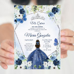 Zilver en zeemacht Mexicaans meisje Sweet 16th Kaart<br><div class="desc">Silver and Navy Mexican Girl Sweet 16e Invitation Mis Quince Anos,  15e verjaardag</div>